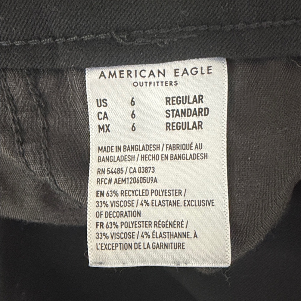 American Eagle Outfitters Black Wide Leg Trouser Sz 6 8 Regular - Picture 5 of 5